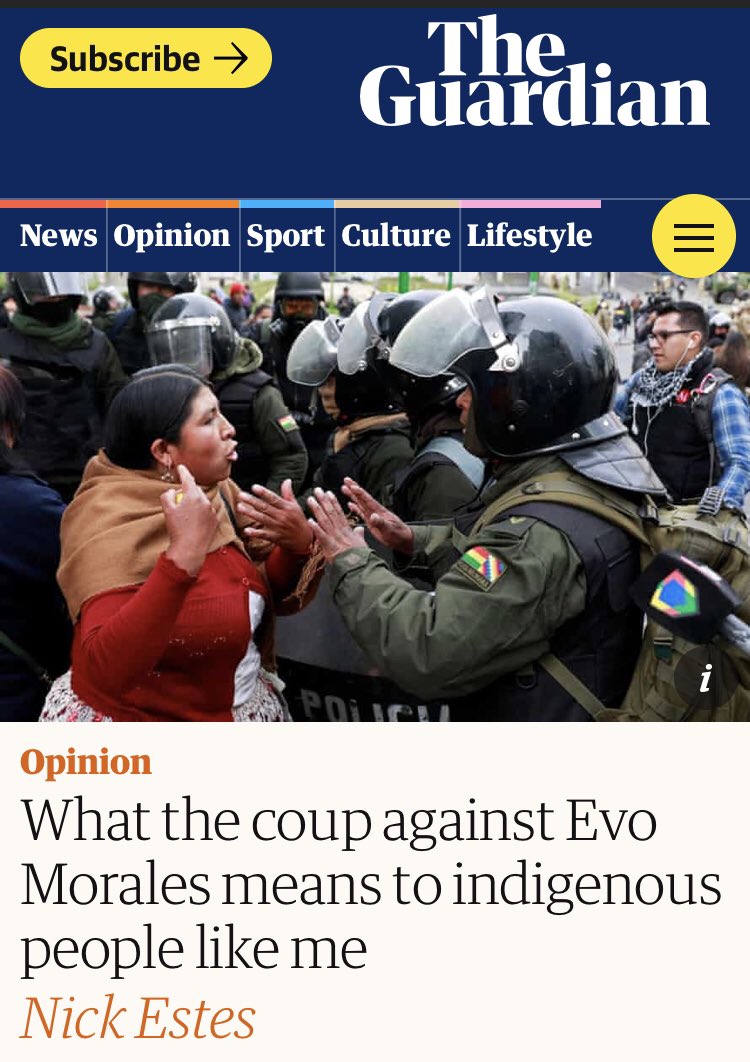 By @nick_w_estes  https://www.theguardian.com/commentisfree/2019/nov/14/what-the-coup-against-evo-morales-means-to-indigenous-people-like-me