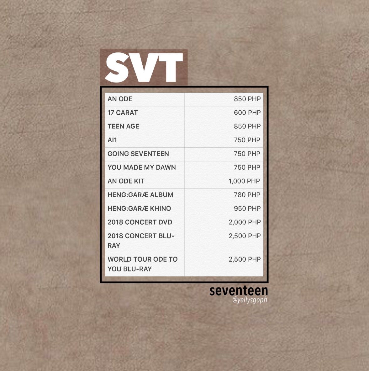yellysgoph's tweet photo. [PH GO 🇵🇭] ASSORTED ALBUMS
🛒 PLEASE SEE FORM FOR DETAILS (link in bio)

DOP: 07/31 

✨Counted in Charts
✨under Normal ETA
✨Freebies 🎁

#YellysPHGO #phgrouporder #grouporder #kpopalbums https://t.co/xtyhen5oTP