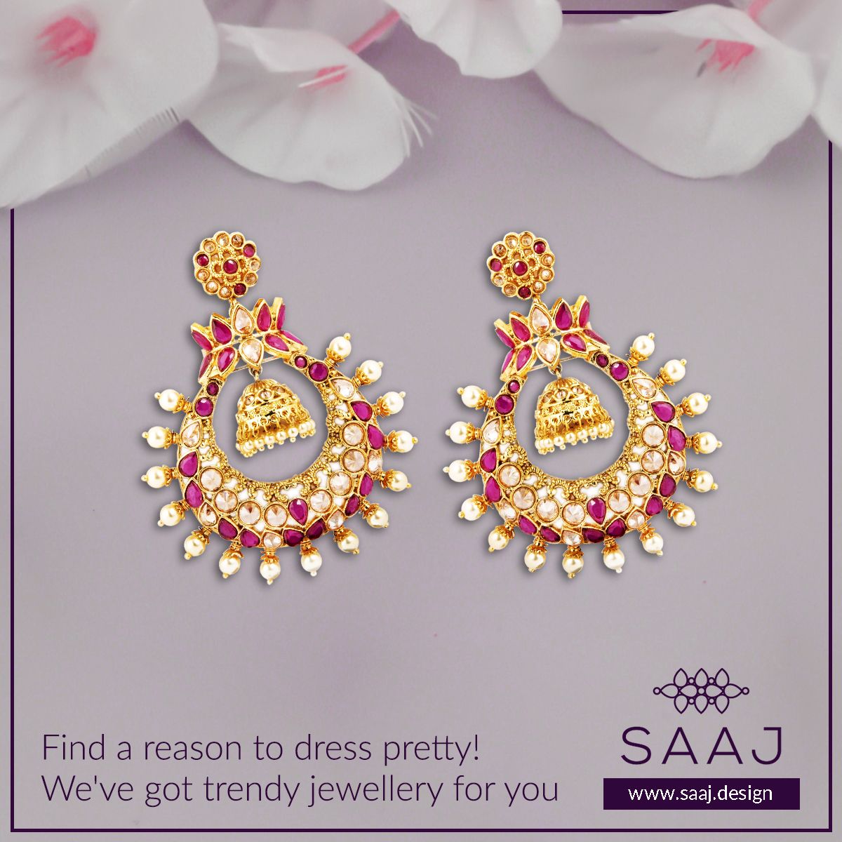 Saaj_Design's tweet photo. Being stuck at home shouldn't mean falling out of fashion.
 Dress up pretty with Saaj Jewellery. 
Buy at https://t.co/ilwDz9qDGX
.
.
.
.
.
#Earrings #EarringLove #EarringLovers #TraditionalEarrings #EarringSale #EarringsAddict #EarringsIndia #EcommerceStore #SaajDesign #Saaj https://t.co/DuDDathJJ0