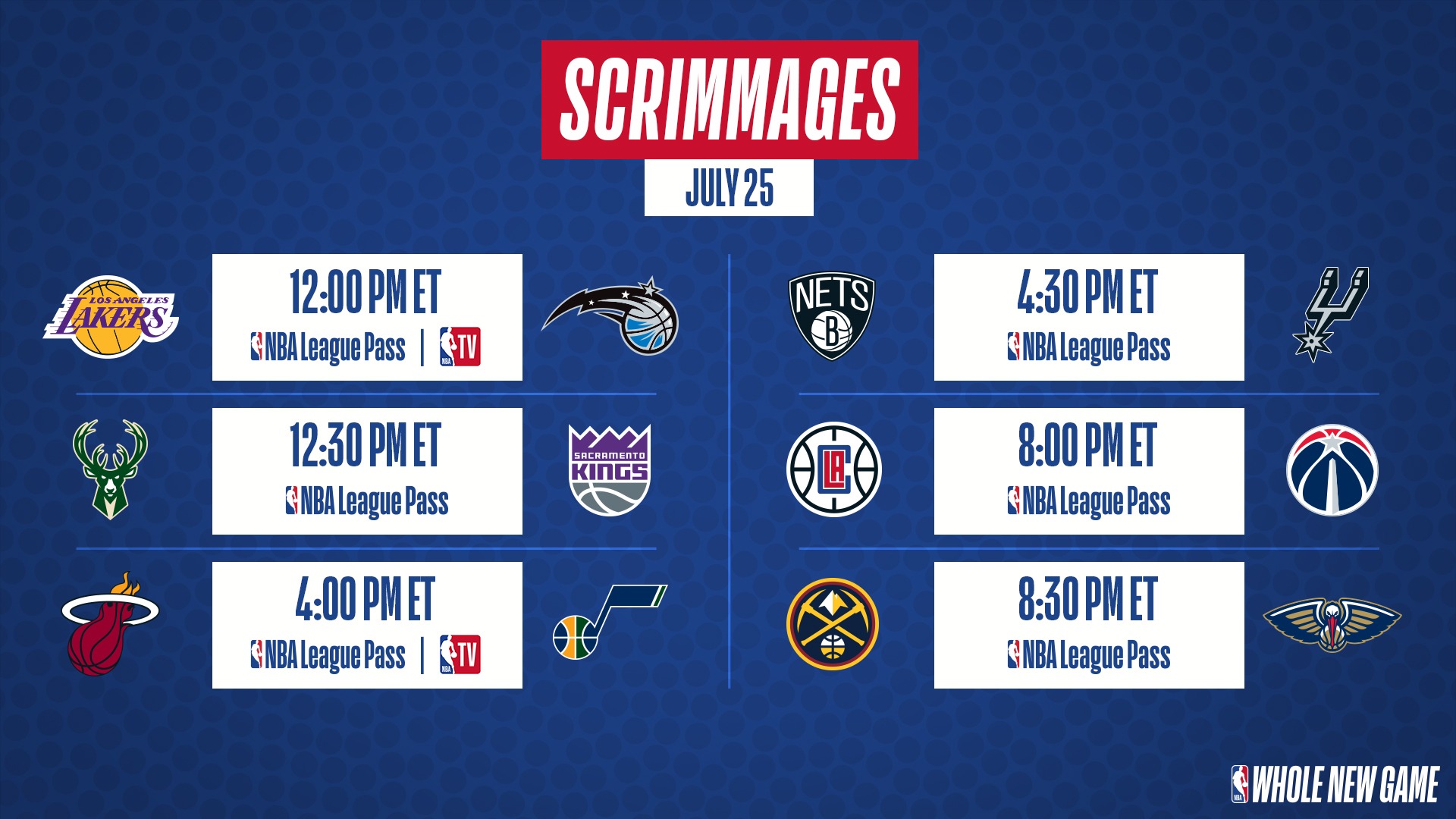 Nba clearance schedule scrimmages