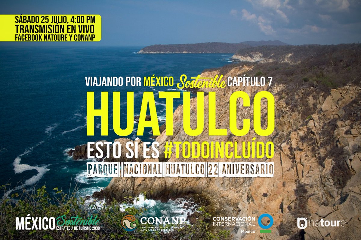 Celebra con nosotros el 22° Aniversario del Parque Nacional #Huatulco. 🥳

Te invitamos al capítulo 7 de la serie Viajando por México sostenible, este sábado 25 de julio, a las 4:00 p.m., en la página de Facebook de <a href="/NatoureOrg/">Natoure</a>. #ConservarParaVivir 🏝️🌿🌱🐊🌊🐠🐟