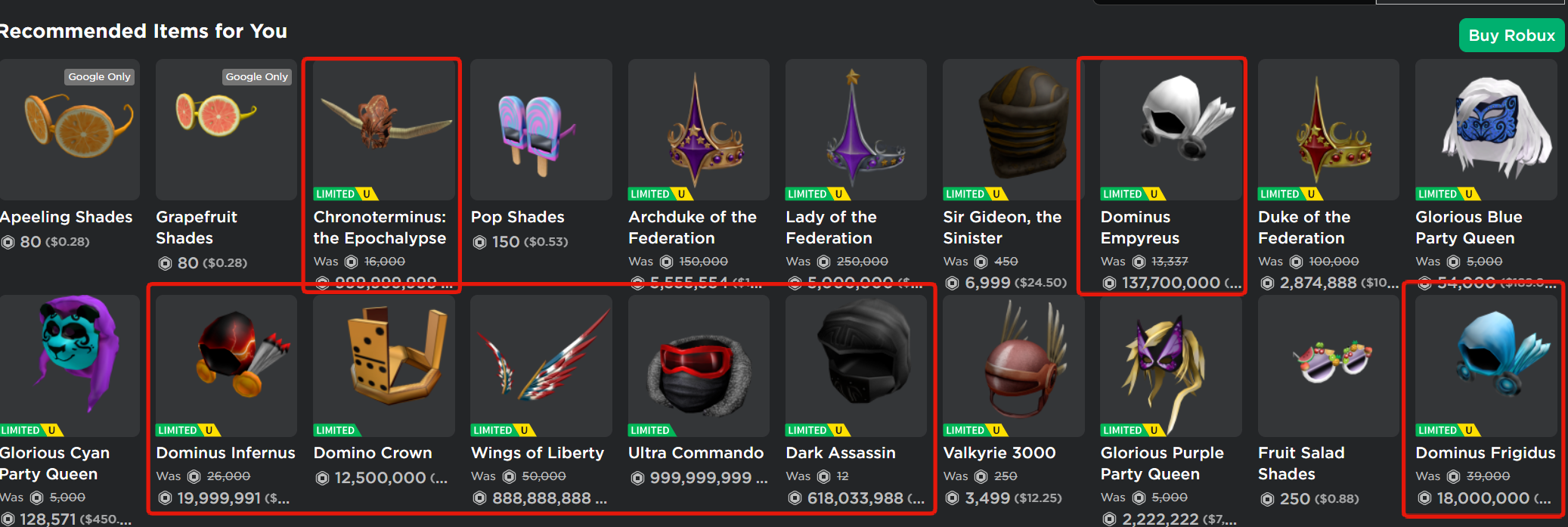 THIS ITEM IS WORTH OVER 999 BILLION ROBUX IN THE ROBLOX CATALOG