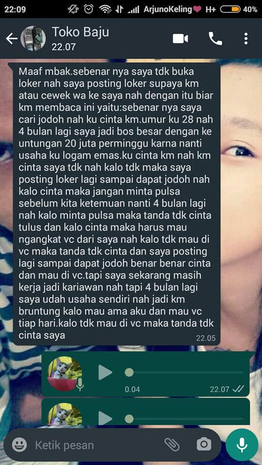 orilookstore's tweet photo. Info Loker berkedok cari jodoh https://t.co/wRcoUL7yhs
