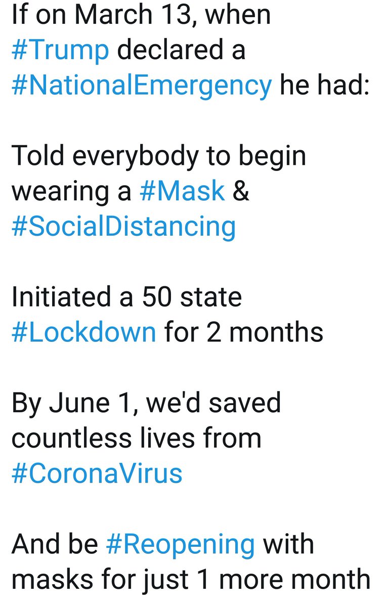 Adding to my threadFor the end of the day July 24It didn't have to be this bad...but  #Trump continually downplayed the dangers of the  #CoronaVirusEveryone wearing a  #Mask could've prevented the spread to help contain this virus #COVID19 increasing https://twitter.com/ProjectLincoln/status/1286260420240703497?s=19