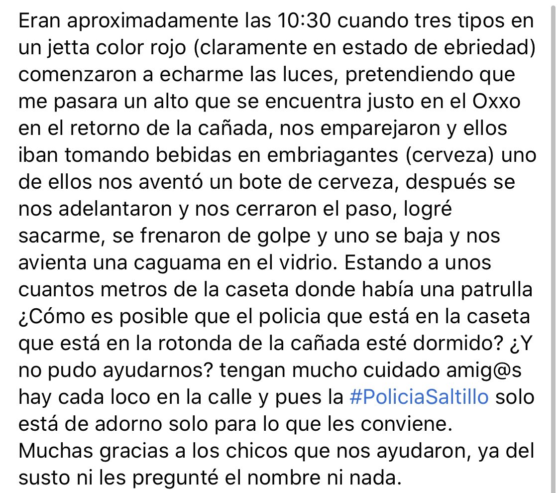 Carlahr86's tweet photo. Deberían de estar más al pendiente de los borrachos @policiasaltillo @SaltilloGob #Saltillo https://t.co/gmfjoQVJpK
