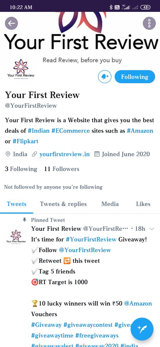 GadiyarSumana's tweet photo. @YourFirstReview @amazon Join
@DayalOjha4
@khemka_nidhi
@komalkotak001
@RKJA22
@SrinathAkula369
I followed all your steps biggest wish to win team
#YourFirstReview
#Giveaway #giveawaycontest #giveaways #giveawaytime #freegiveaways #giveawayalert #giveaway2020 #india https://t.co/7eLXVQ1Fsj