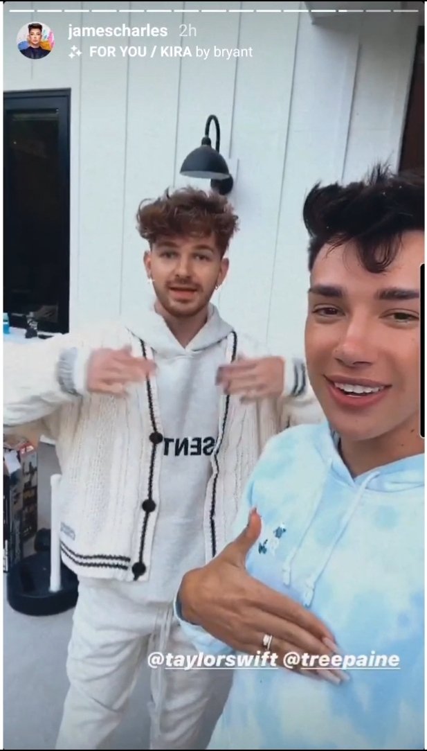 Omg  @jamescharles gave his  #cardigan   to  @imdrewscott  i need a friend like this