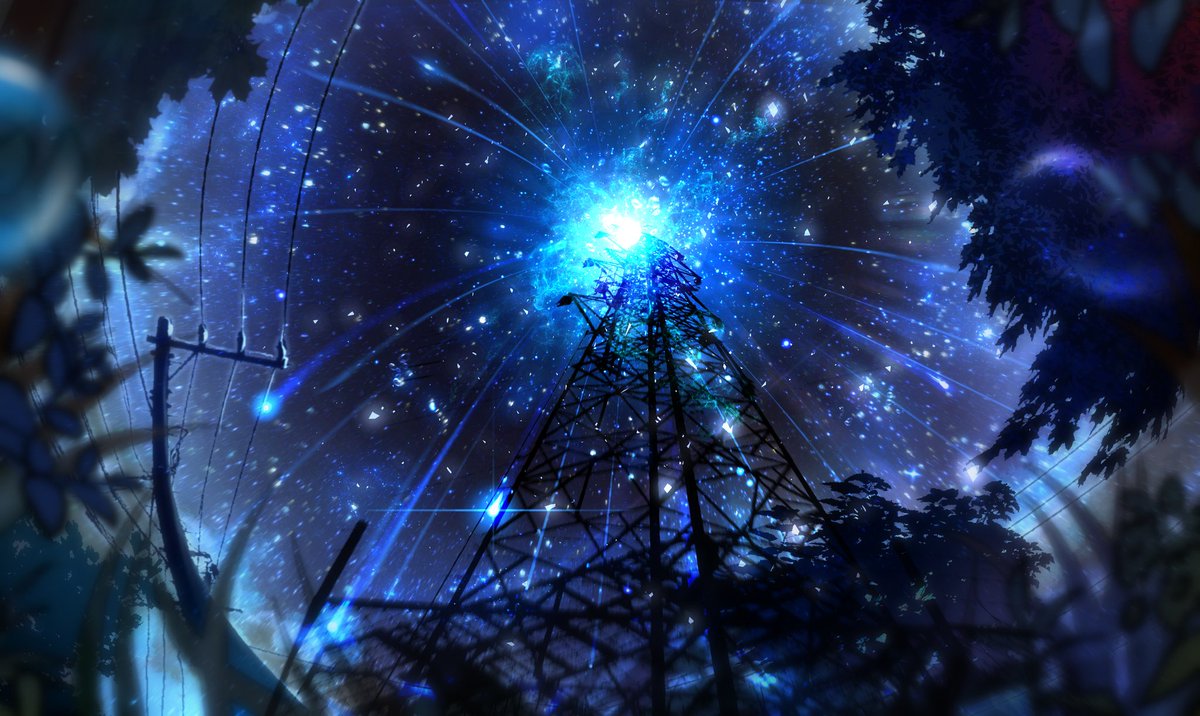 scenery sky no humans star (sky) night starry sky tree  illustration images