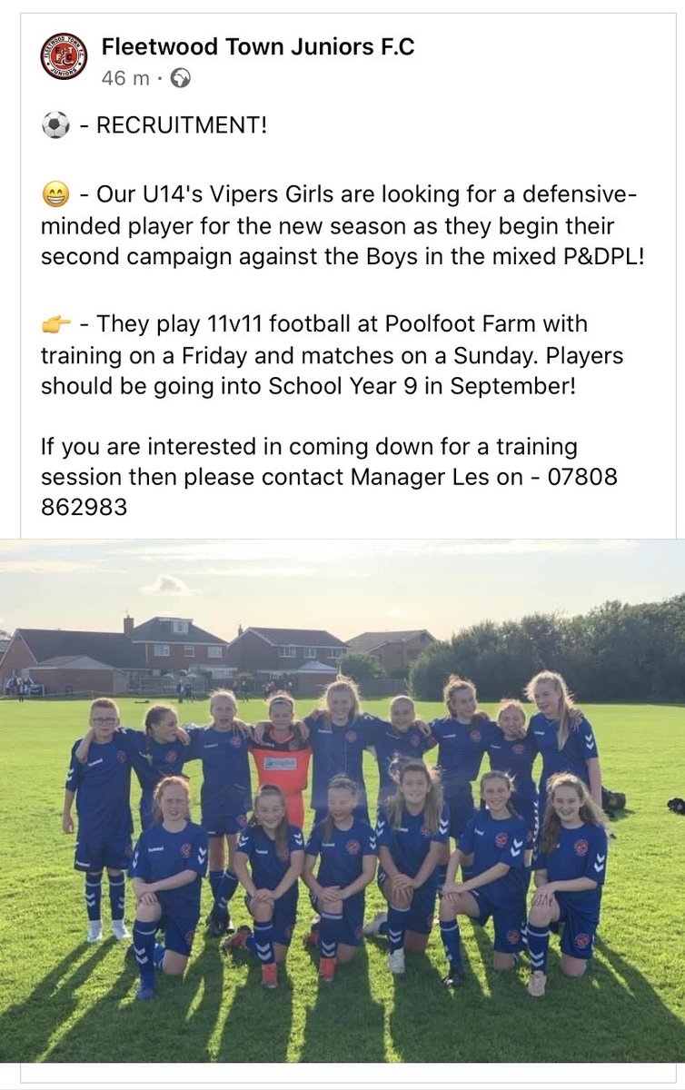 Any girls in y8&amp;9 (from September) who wants to play some football. Contact number in the post