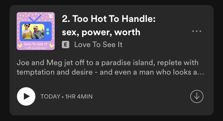 LoveToSeeIt_Pod's tweet photo. 🔥💕IT’S HERE 💕🔥
Too Hot To Handle got us chatting away about Hot People pulling tactics, Catholic school sex ed, and the many multitudes of sex and intimacy. Listen to Episode 2 of Love To See It now! #toohottohandle #podcastrecs #podcast #queer #LGBTQ https://t.co/tkgW78LcOD