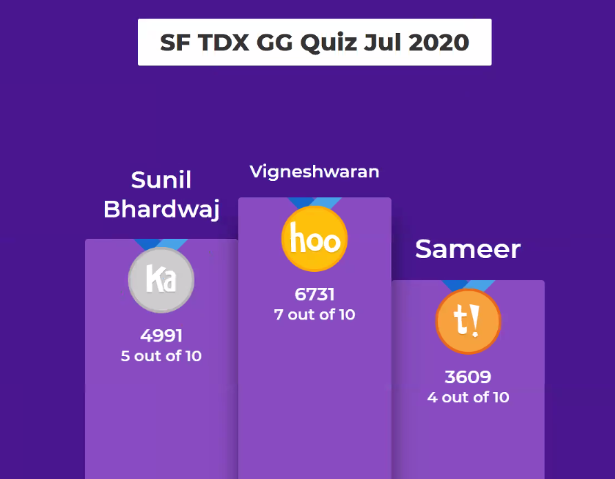 👏👏Congratulations <a href="/VigneshwaranSF/">Vigneshwaran Gurunathan</a> @SunilBhardwaj1 and <a href="/MeesamAbbas92/">Abbas</a> For wining Certificate Vouchers in Quiz from Cyberjaya #TDX20 Global Gathering, Malaysia. #TrailblazingTogether