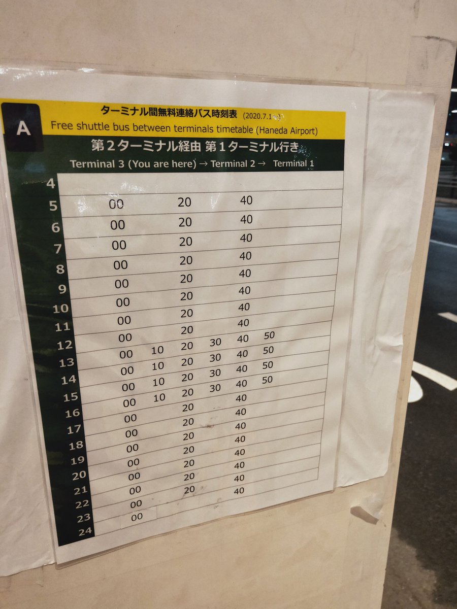 おけら 羽田空港ターミナル間無料連絡バス時刻表 第3ターミナルけいじ 5 12時 17 22時まで分間隔 13 16時は 10分間隔に7月1日からダイヤ改正 ひたすらバス停で待つ方もいますが 最大分蒸し暑い外で待つなら ロビー内で待つのが正解 南海バス おけら 羽田空港ターミナル間無料連絡バス時刻表 第3ターミナルけいじ 5 12時 17 22時まで分間隔 13 16時は 10分間隔に7月1日からダイヤ改正 ひたすらバス停で待つ方もいますが 最大分蒸し暑い外で待つなら ロビー内で待つのが正解 南海バス