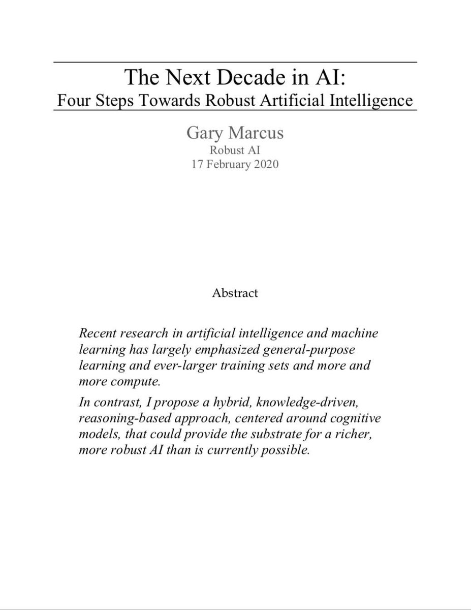KordoniN's tweet image. "absolutely brilliant"
—Nobel Laureate Danny Kahneman
The Next Decade in AI: Four Steps Towards Robust Artificial Intelligence
Gary Marcus: lnkd.in/eFKe-Hf
#AIDebate #DeepLearning #RobustAI