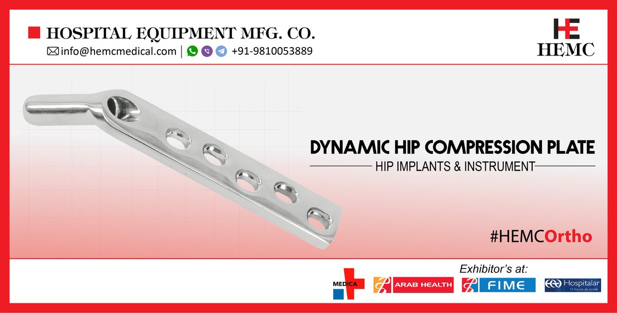 HemcOrtho's tweet image. HEMC Medical is a manufacturer and exporter of high quality #DynamicCompressionPlates and #Screws from India. hemcortho.com/product-catego…
#HipImplants, #TraumaImplants, #HEMCMedical, #HEMCOrtho, #HEMCIndia