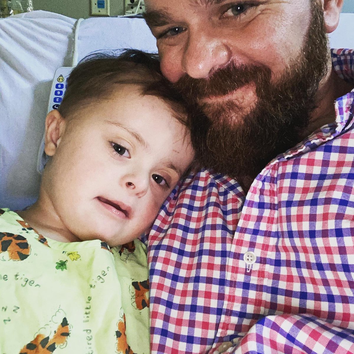Grahams_jrnyDS's tweet photo. Been a long day here. Graham just fell asleep. He has been brave. Tomorrow the blood work that was sent off will come back and we will discuss with the oncologist the exact type of leukemia and what the game plan from there will be. #nothingdown #prayforgraham #Downsyndrome https://t.co/rGJkD0NuAZ