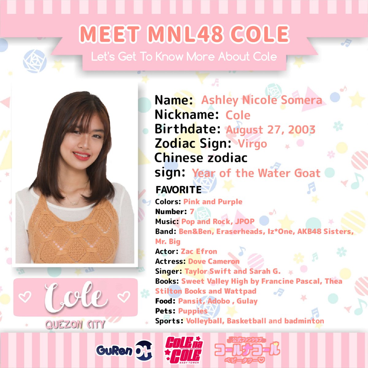 colenacoleofc's tweet photo. MEET MNL48 COLE

Let's Get To Know More About MNL48 Cole

Sa mga bagong MNLoves/fans na ang oshi ay si Cole 🤗🤗

Kilalanin ang Pretty Cool Jammer ng Quezon City at ang Baby Tower ng MNL48. 🤟🥰🤙

#MNL48 @mnl48official 
#MNL48Cole #colenacole https://t.co/6wSygMpiY0
