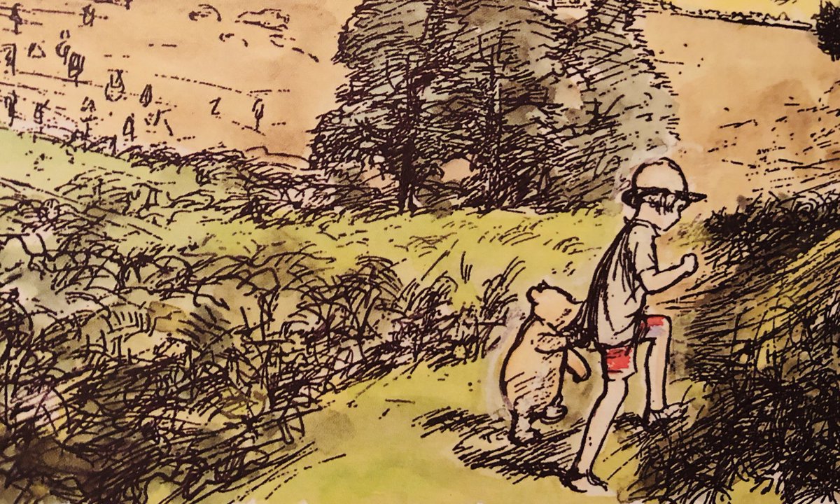 A_AMilne's tweet photo. “It’s a comforting sort of thing to have,” said Christopher Robin, folding up the POEM, and putting it in his pocket. “Come on, Pooh,” and he walked off. 
“Where are we going?” said Pooh.
“Nowhere,” said Christopher Robin.
So they began going there.
~A.A.Milne #SaturdayMotivation https://t.co/LmMew2SQFK