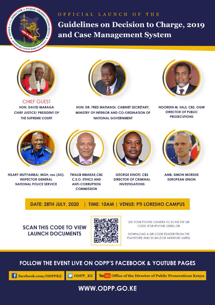 ODPP_KE's tweet image. Welcome to ODPP's launch of Guidelines on the Decision to Charge &amp;amp; automated Case Management System. We are reshaping ODPP to be Kenya's 21st Century prosecution service you deserve! #DecisionToCharge_ODPP #ODPPCaseManagement #usamarafiki #PLEADyetu