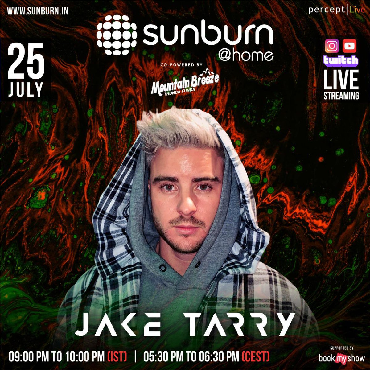 PerceptEMC's tweet photo. SUNBURN@HOME with Global DJ & Producer #JAKETARRY & one of the youngest DJโs on the EDM circuit #TANISHQ
Live stream only on SUNBURN Festival Instagram & Youtube handles, Twitch App and ZEE5
For daily updates register now on @bookmyshow
#StayAtHome #IndiaFightsCOVID19 https://t.co/QGDKwSNfXH