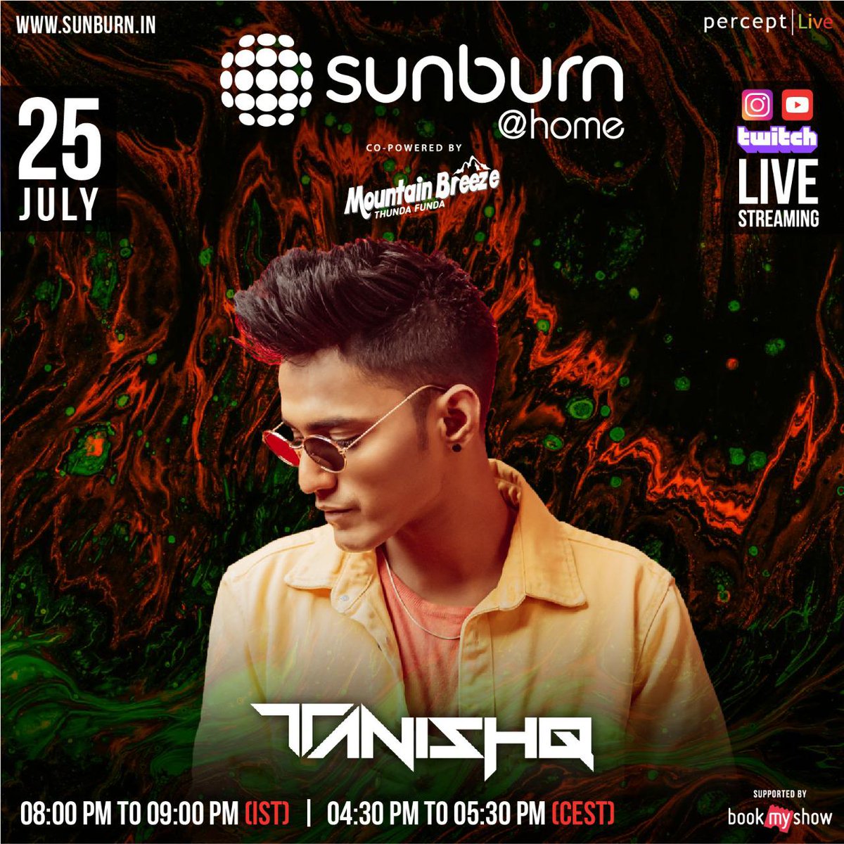 PerceptEMC's tweet photo. SUNBURN@HOME with Global DJ & Producer #JAKETARRY & one of the youngest DJโs on the EDM circuit #TANISHQ
Live stream only on SUNBURN Festival Instagram & Youtube handles, Twitch App and ZEE5
For daily updates register now on @bookmyshow
#StayAtHome #IndiaFightsCOVID19 https://t.co/QGDKwSNfXH