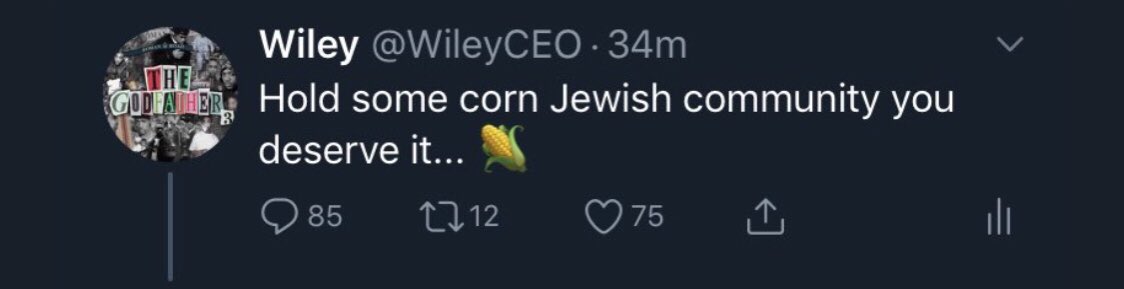 BenObeseJecty's tweet photo. The 10 hour antisemitic rant from Wiley is the most sustained racist attack seen on Twitter; hundreds of tweets, inciting race war, holocaust denial and, seen below, threats to shoot Jewish people.

Disgusting that someone with his platform should be permitted to air these views. https://t.co/Xd5N3uasgb