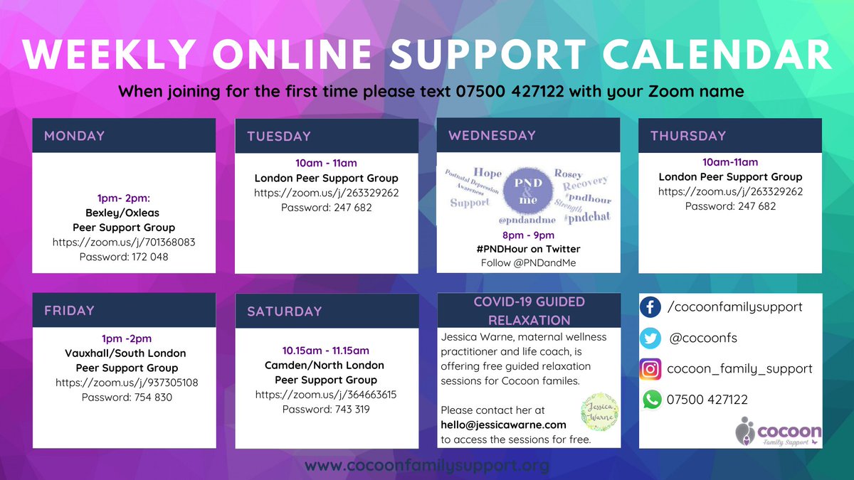 CocoonFS's tweet image. Unfortunately there will be no Camden group this morning.  

Please do join us at another group in the week 💜