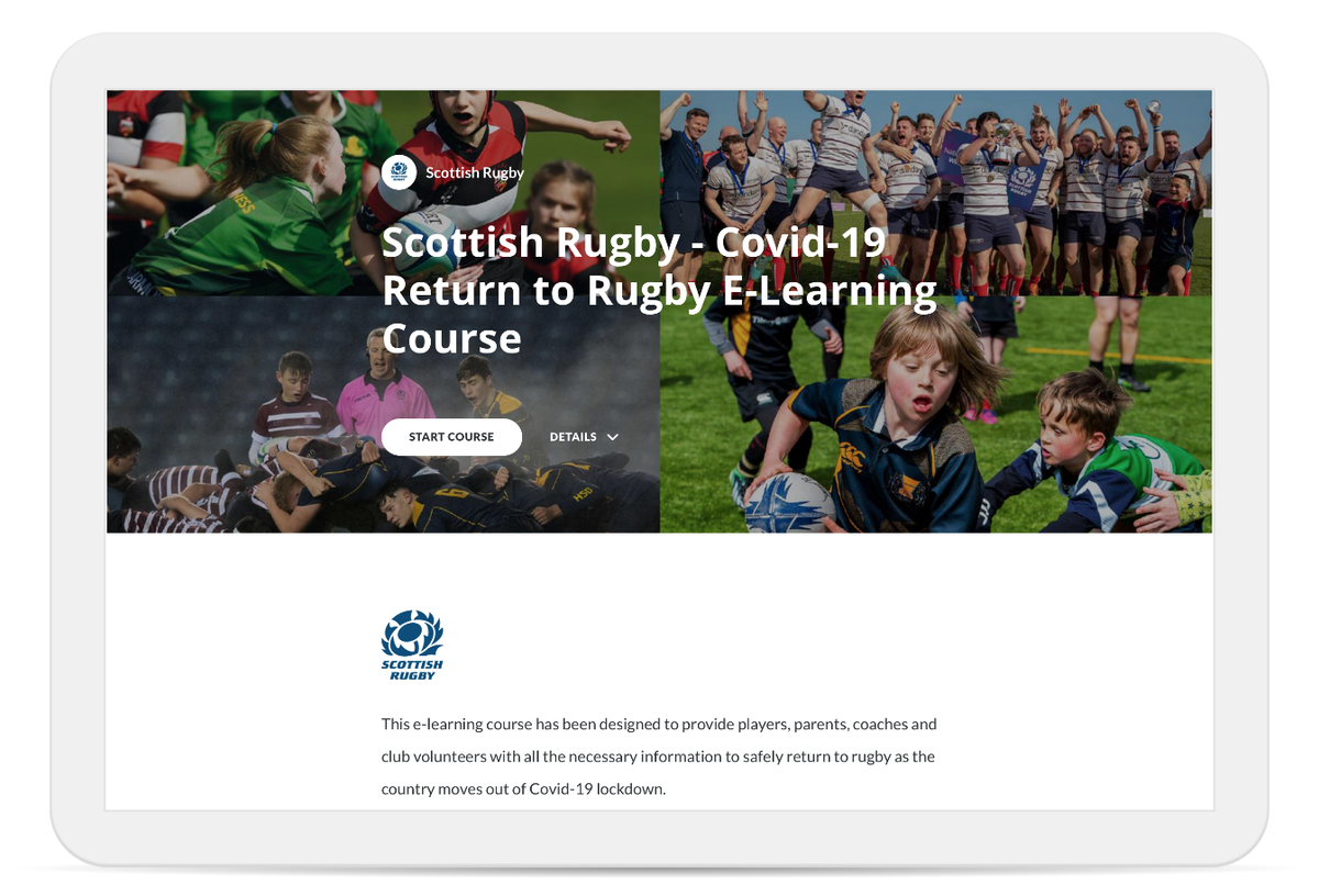 SRCommunityGame's tweet photo. Scottish Rugby Covid-19 E-Learning Course

▶️ https://t.co/gC05xZdwR1… 

✅Over 2,500 players, coaches, referees, parents and volunteers have now completed the course...have you?

Well done to @Howe_ofFifeRFC @ekrfc @Dumfries_saints with 100+ completions each so far 👏 https://t.co/wZHTkbFQOg