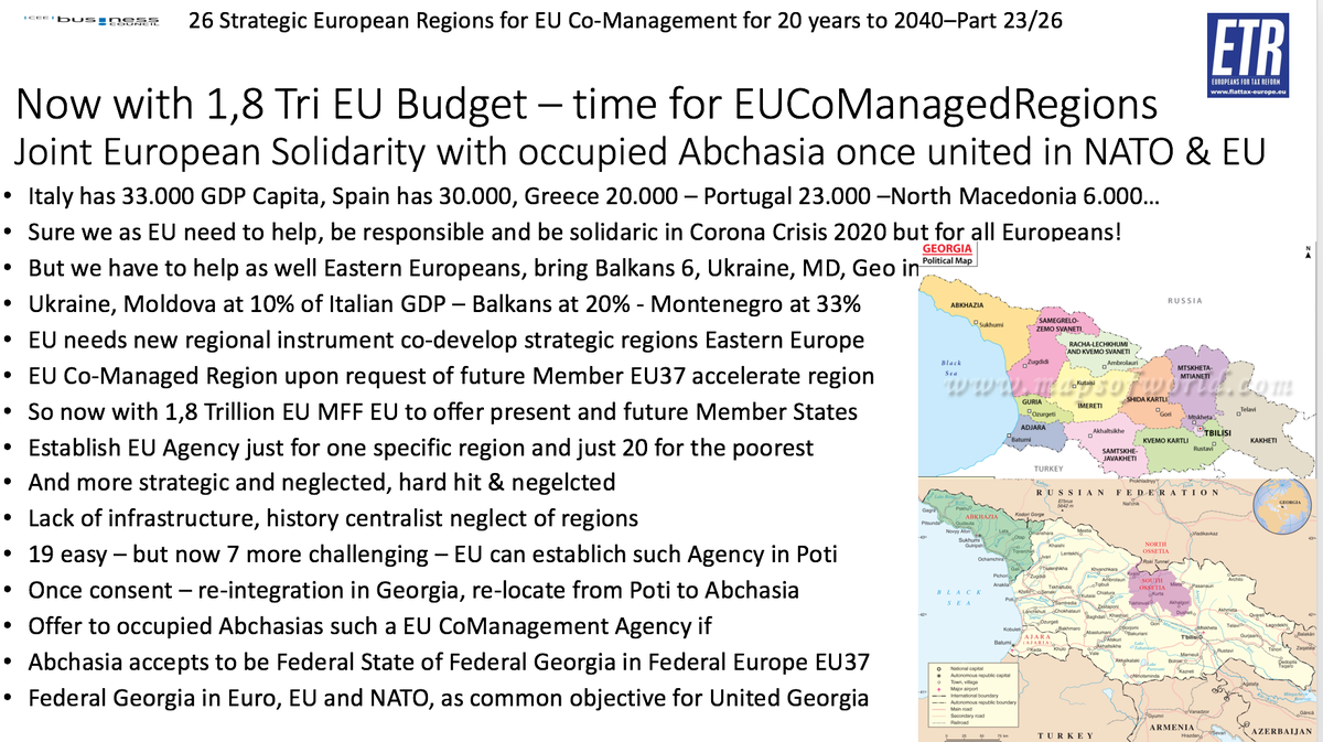 GunterFehlinger's tweet photo. @Zourabichvili_S @vonderleyen @eucopresident @EP_President @EU_Commission @EUWB6_TCT @Transport_EU @AdinaValean @EUCouncil @EZaharievaMFA @SMuresan @BogdanAurescu @MevlutCavusoglu @DmytroKuleba @ZelenskyyUa @EmmanuelMacron @AngelaMerkeICDU @Markus_Soeder @MinPres @GiuseppeConteIT @sanchezcastejon @SwedishPM @MorawieckiM @KlausIohannis @ctrcenter @UA_EUMission @Kabmin_UA_e @HillaryClinton @JoeBiden @TimmermansEU @Lagarde @prezydentpl @PLPermRepEU @AndrejBabis @CzechMFA @_miniszterelnok @zoltanspox @ManfredWeber @ElisaFerreiraEC @jensstoltenberg @RTErdogan @BoykoBorissov @akk #ETR calls @ElisaFerreiraEC to establish #EUCoManagedRegion for #Abchasia in #Poti until #Abchasia is ready to join #FederalGeorgia in #FederalEU & @NATO @Zourabichvili_S @GakhariaGiorgi @EuropeanGeorgia @SaakashviliM @DZalkaliani https://t.co/5VVX2ABWmL
