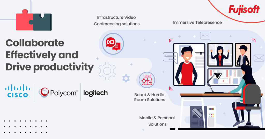 FujisoftT's tweet photo. Fujisoft collaborates with leading video conferencing solutions providers like #Cisco, #Logitech, #Polycom, and #Avaya – to deploy, manage, and design a solution that connects your rooms and digital devices and delivers a superior #collaboration experience. https://t.co/LtyrTIX850