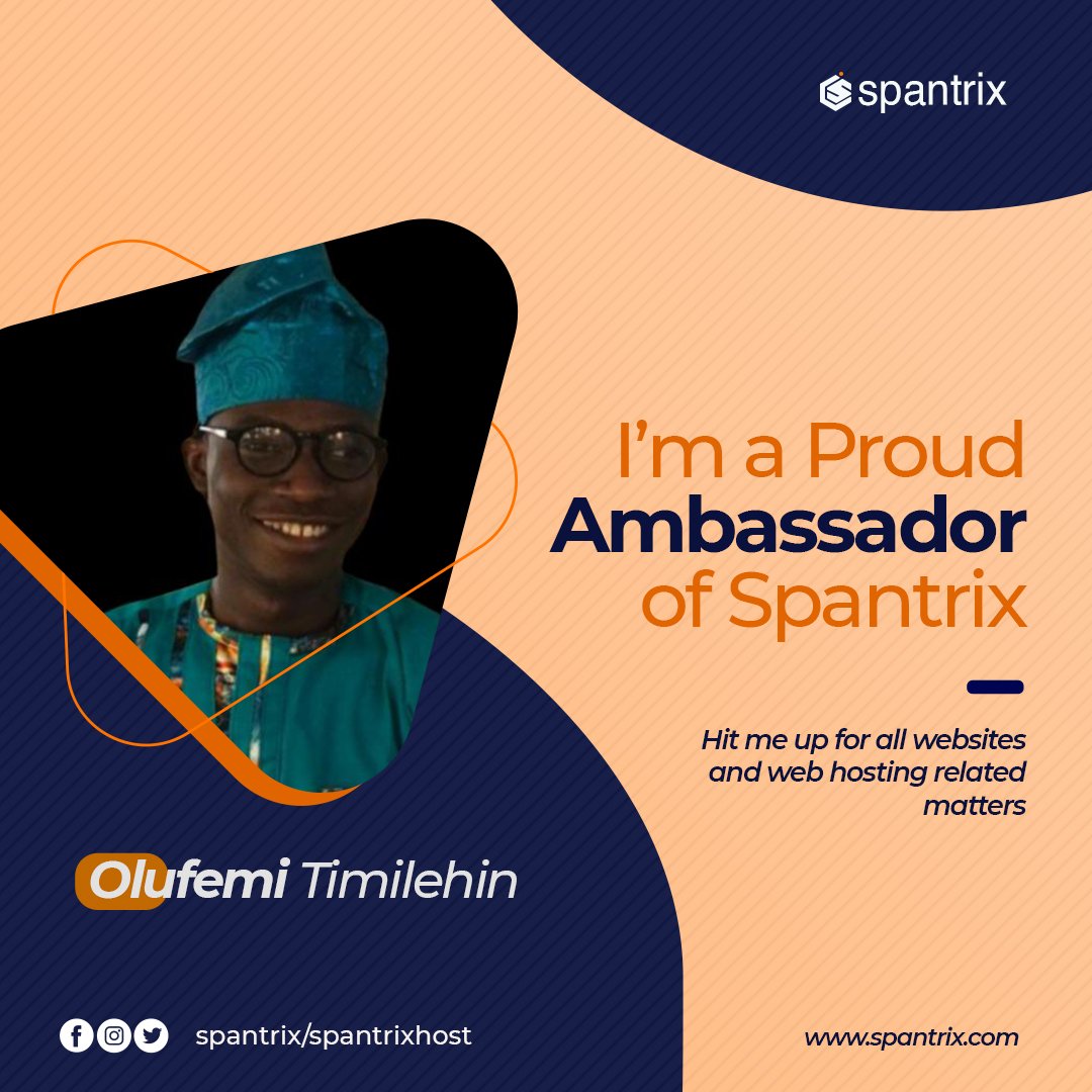 dan_olufemi's tweet photo. Now an ambassador at @Spantrixhost

Visit https://t.co/CHfqM7JMmr to get started
What you stand to gain
- Free Domain Name for Life
- Search Engine Optimization
- Page Speed Optimization
- Free SSL Certificates Etc..

#Spantrix
#webhostingcompany 
#Ambassadors
#TheUnveiling https://t.co/4mlchoEPCU