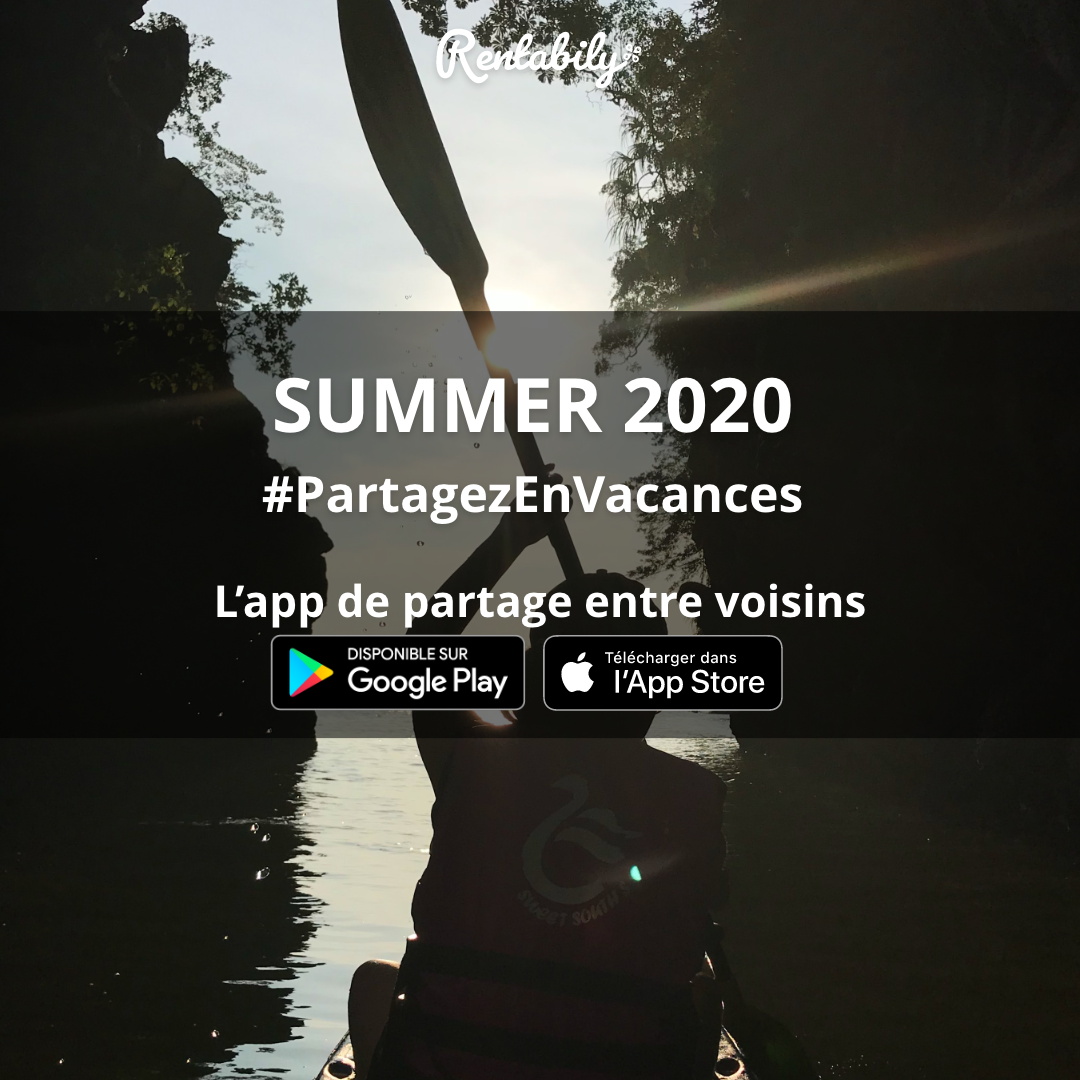 rentabily's tweet photo. [SUMMER2020] 😎 Plutôt que d’acheter des choses que vous n’utiliserez que le temps d’un été, pourquoi ne pas vous connecter sur #Rentabily 💡? L’application vous accompagne même pendant vos vacances 👍! 
En deux clics voyez ce qu’il y a à disposition autour de vous!
#Summer2020 https://t.co/bt15SMGOx4