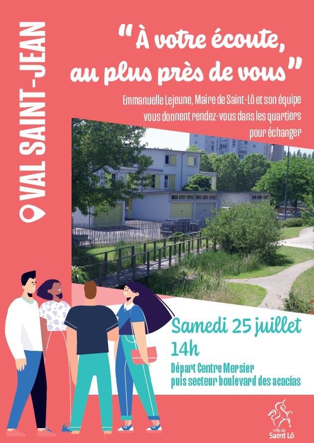 Saint-Loises, Saint-Lois,

C’est un moment que j’aime partager avec vous. Je vous donne RV à 14h devant le Centre Mersier puis dans le secteur du Val St Jean (boulevard des acacias) pour discuter...(Suite>facebook.com/10856554732595…)

#saintlo #emmanuellelejeune #mairie  #quartiers