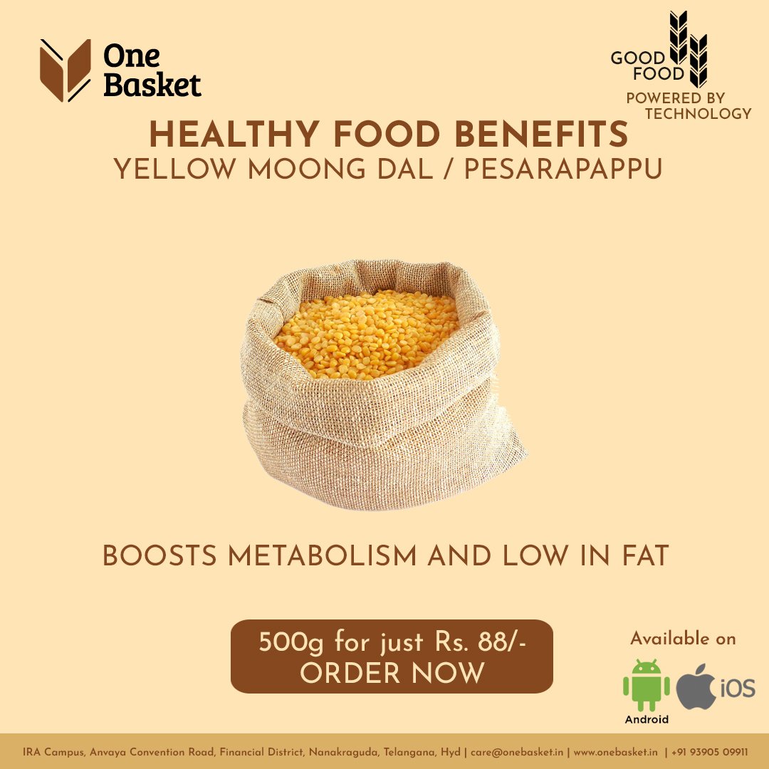onebasket_IN's tweet photo. Yellow Moong Dal by OneBasket at Rs. 88 for 500g.
You can Place an Order From our #OneBasket Android & IOS App: https://t.co/0RzGSQJW4C
#yellowdal #moongdal #dal #lowfat #organicdal #pesarapappu #daal #weightloss #healthbenifits #metabolism #onlinestrore #ecommercestore https://t.co/X2MoUyOrbA