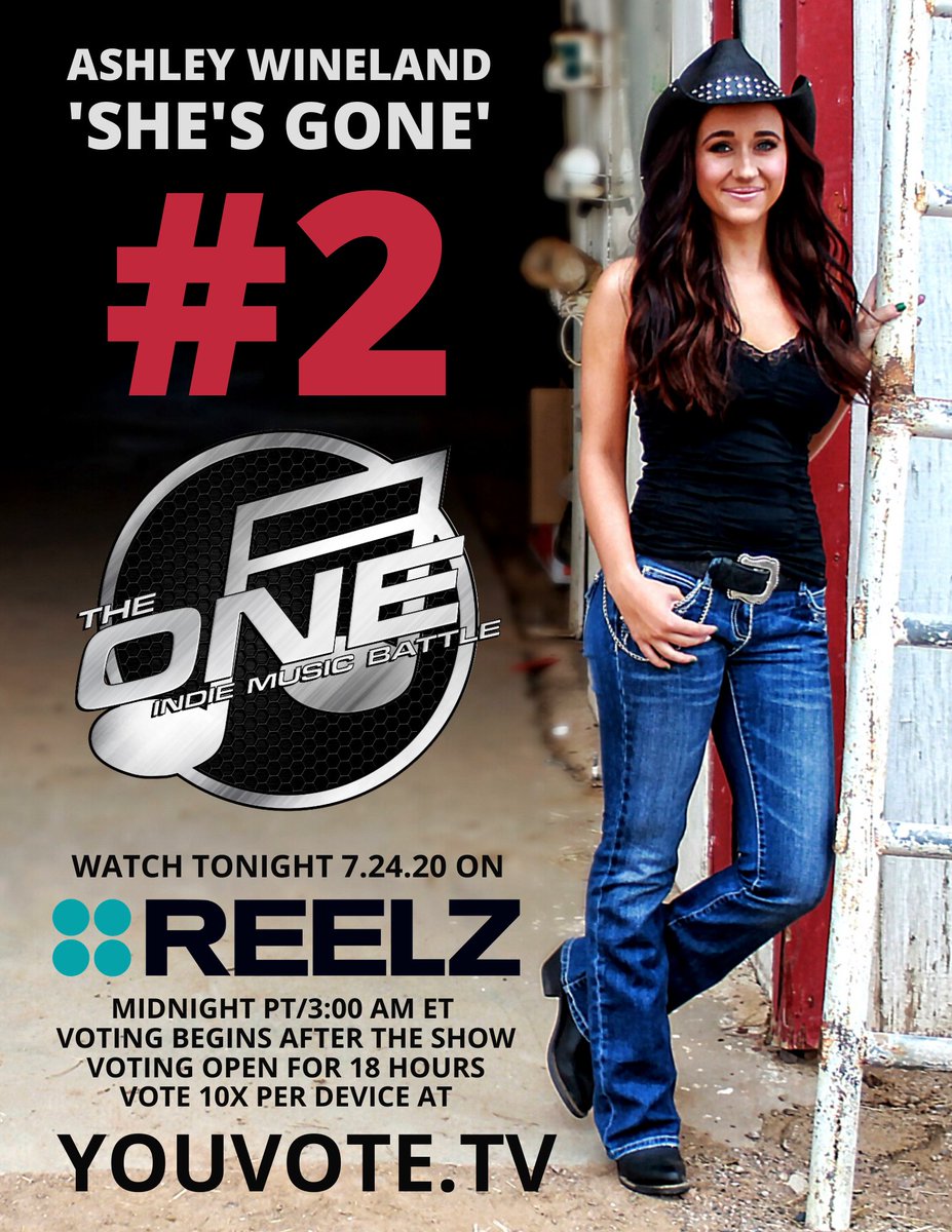 AshleyEWineland's tweet photo. Voting is now open! https://t.co/PjyiSx1iUr & closes on Sat 5Pm. My Video She's Gone is airing tonight on #Reelz! Let's get back our title of The One! #countrymusic #petergrimmhats #TheOneImb #corralboots https://t.co/hPoRbeB7Yn