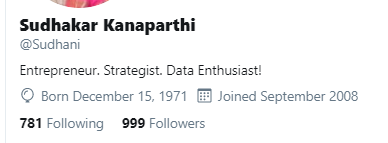 999 Followers on #twitter :)