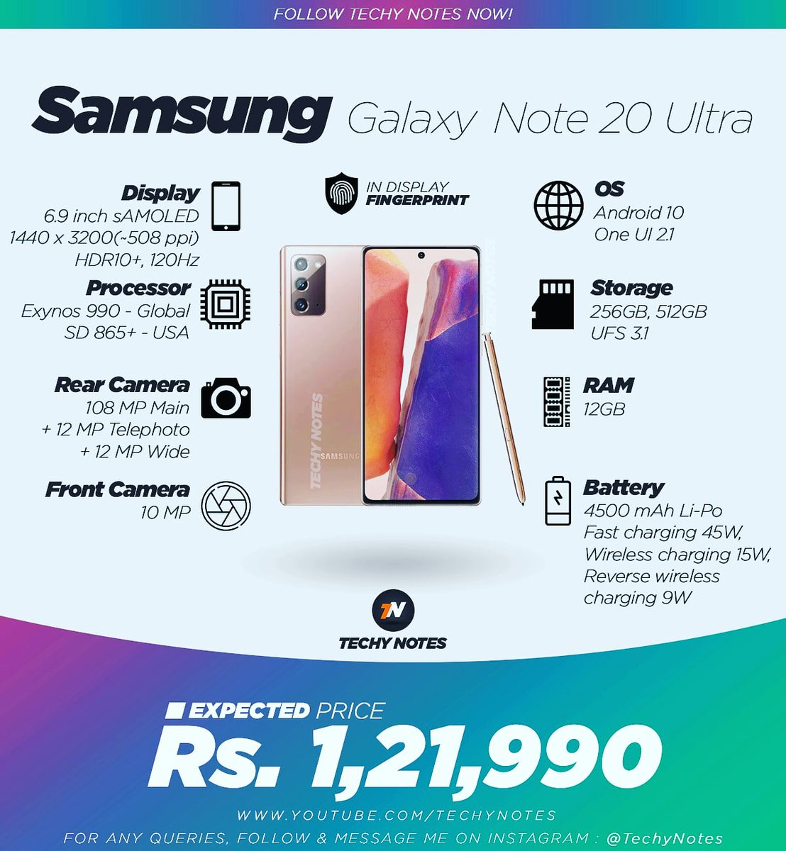 Techy_Notes's tweet photo. Samsung Galaxy Note 20 Ultra 

@SamsungIndia @SamsungMobile #samsunggalaxynote20ultra https://t.co/DCfx4UxTKF