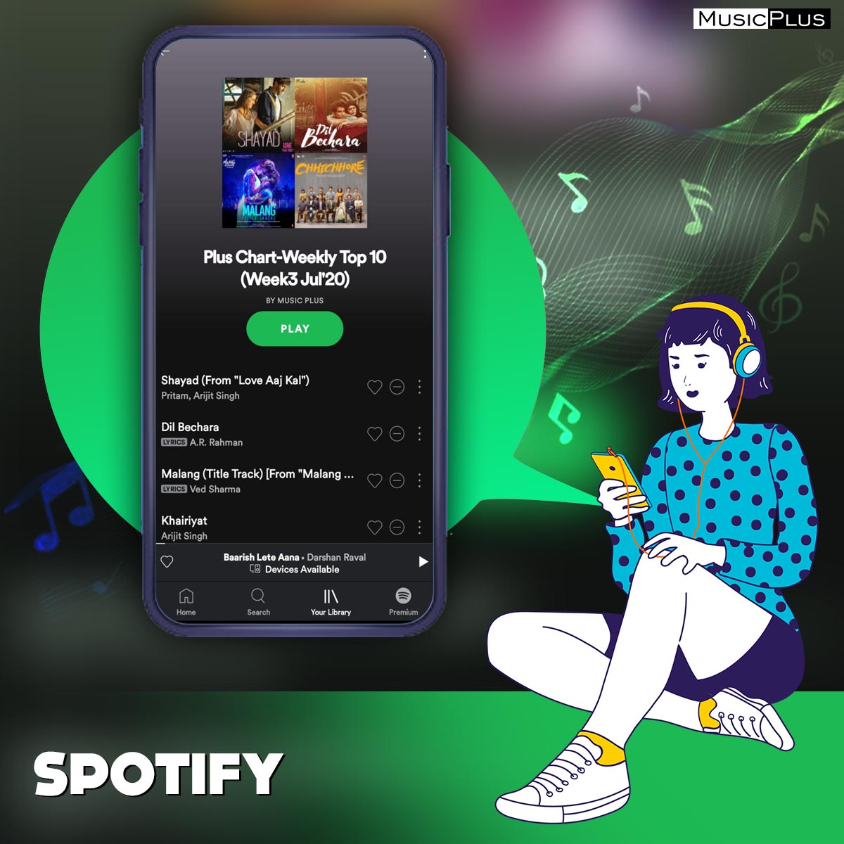 musicplusindia's tweet photo. Music Streaming made easy with #PlusChartWeeklyTop10 playlist available on @spotify. 
Just look for the playlist or click 👉https://t.co/BhQxhLJsB2 and get listening!

#musicstreaming #OTTs #spotifymusic #musicplaylist #bollywoodtop10 https://t.co/F9Gu72RnBw
