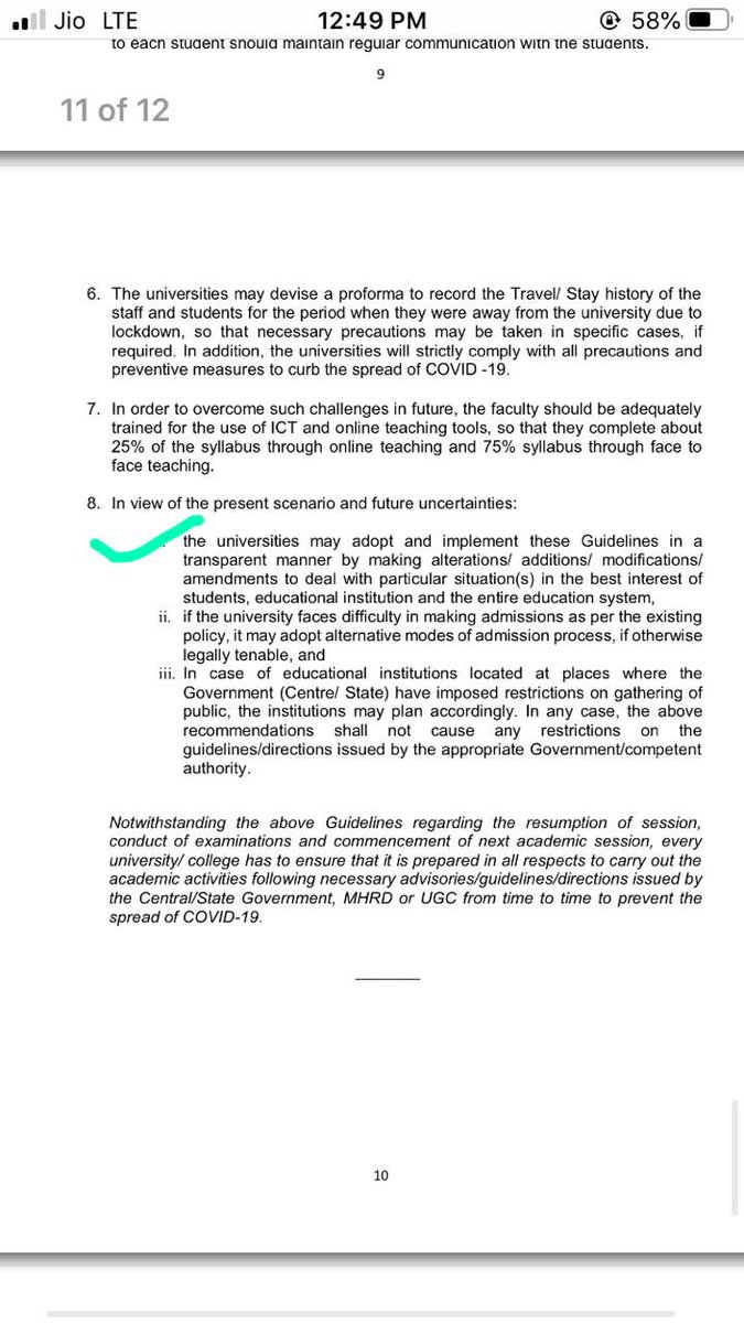 SimrahPirzade's tweet photo. @anubha1812 This point no 8-1) mentions decision to b taken in the best of students interest keeping in mind the gravity of situation...then y is lives been compromised..? https://t.co/QfGiI2TVp8