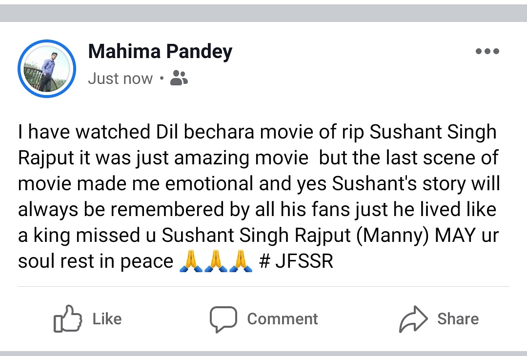 MahimaP41722491's tweet photo. Rip Sushant Singh Rajput #JFSSR https://t.co/Oj2bGeMVT5