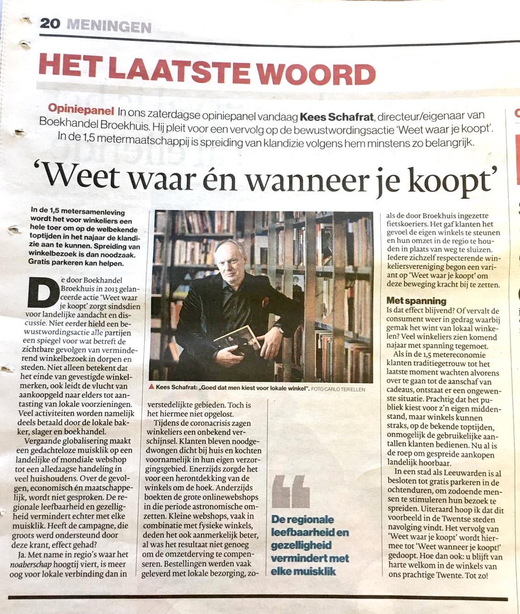 WEET WAAR ÉN WANNEER JE KOOPT

Mocht in Tubantia het startschot geven voor het vervolg van de landelijke campagne ‘Weet waar je koopt’: ‘Weet wanneer je koopt’. 
Een bewustwordingsactie om het noodzakelijke gespreid aankopen in de lokale winkels onder de aandacht te brengen.