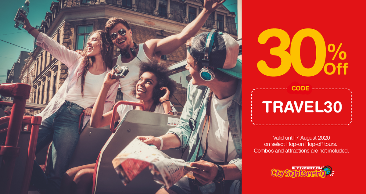 CitySSWorldwide's tweet photo. Thinking about getting away this summer? We are offering 30% off select hop-on hop-off tours around the world. Get your tickets today >>> https://t.co/UTrm91EZzH

#travel #tourism #sale #imagineyourself #sale #discount #WeShowYouTheWorld https://t.co/kMuSbtD162