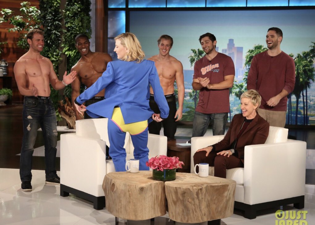 3. Cate Blanchett put Ellen Underwear on herself when she finished the interview with her. A year later she said she must have been super excited because it was the week they adopted Edith and she clearly was all over the moon.