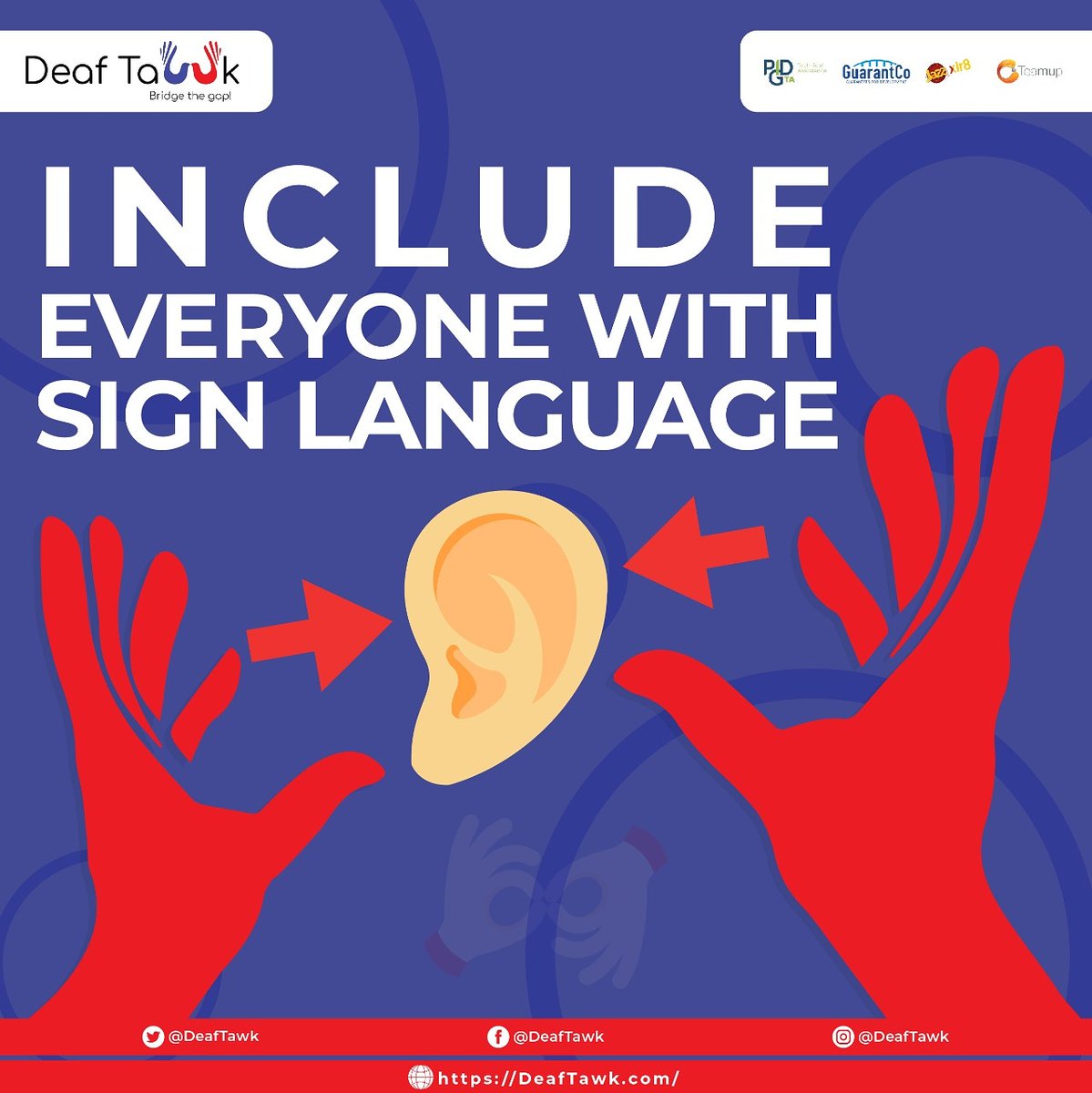 DeafTawk's tweet photo. DeafTawk aims to eradicate all kinds of barrier in the communication therefore focuses on Sign Language to not let our deaf community behind. Strength is in solidarity!

#deafTawk #pidgOrg #guarantCo #jazzxlr8 #teamup #bridgethegap #removethebarrier https://t.co/HvlS41XVnF