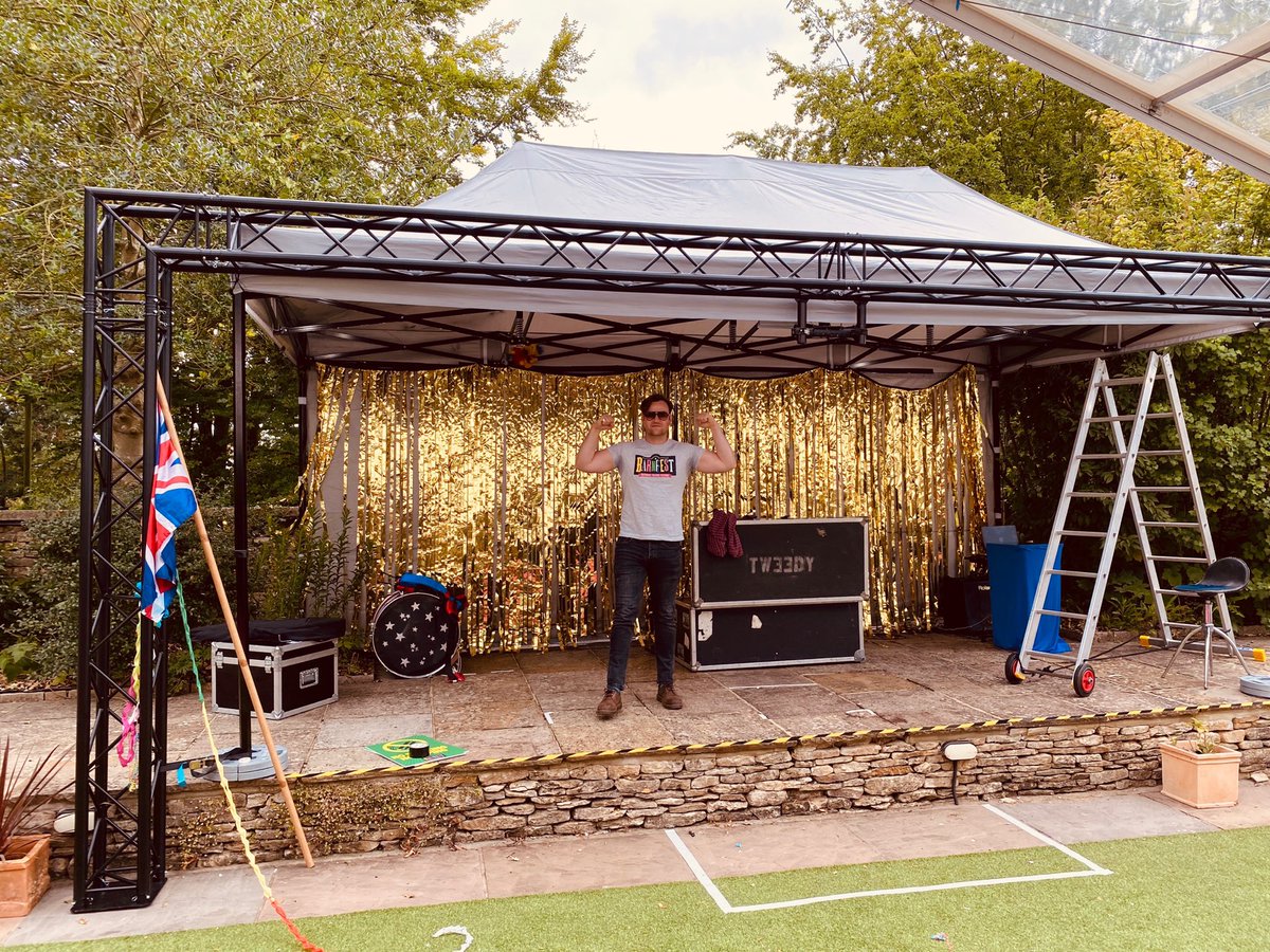 theBarnTheatre's tweet photo. We officially open today! Here’s Artistic Director @IwyLewis doing some final checks on the stage in his official #BarnFest t-shirt! 

Find Out More: https://t.co/huI8VdPISY https://t.co/r8h1JXkA9Z