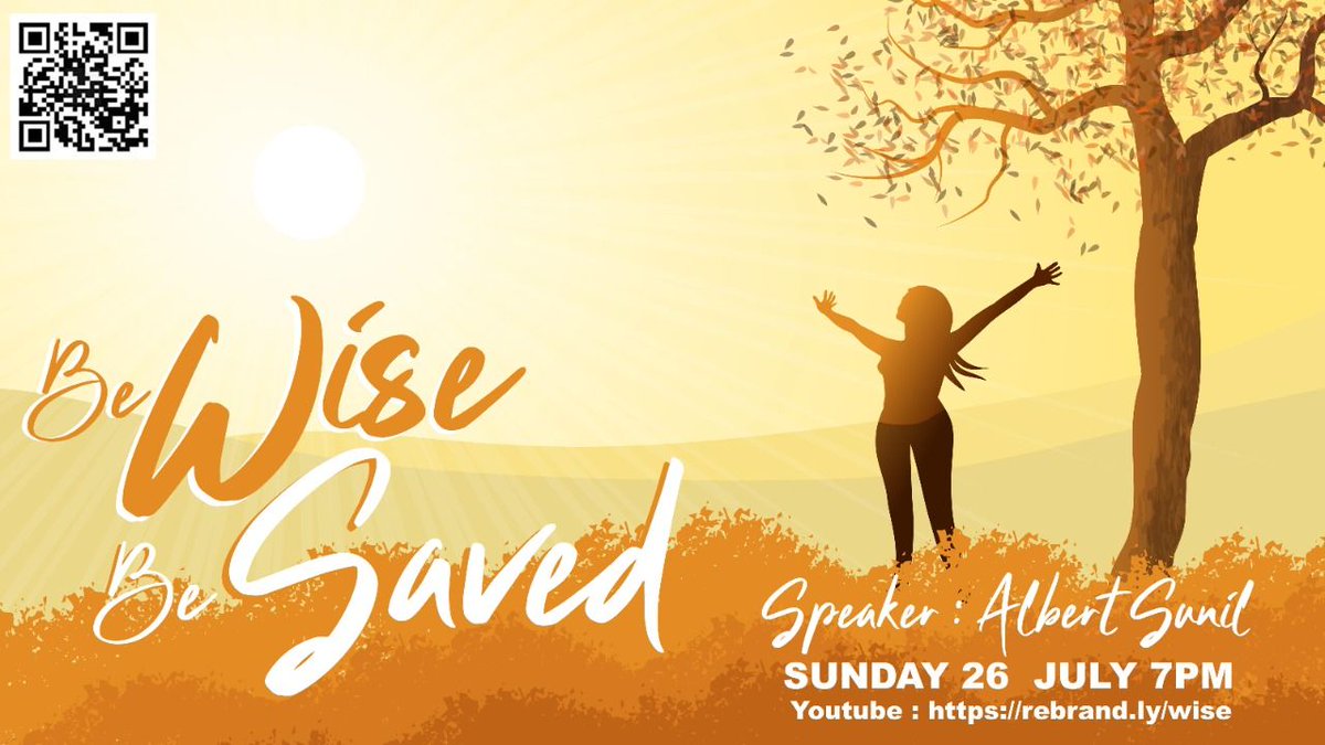 cba_borivali's tweet photo. Be Wise, Be Saved

There is more to our life than mere existence. In these times of uncertainties &amp; fears, God calls our attention to wisdom! 

Come tune in &amp; listen to this message of wisdom and life. 

Time: 7:00 pm, Sunday

Watch on Youtube- https://t.co/OSz7RlRDZV https://t.co/aFPKxX87iv