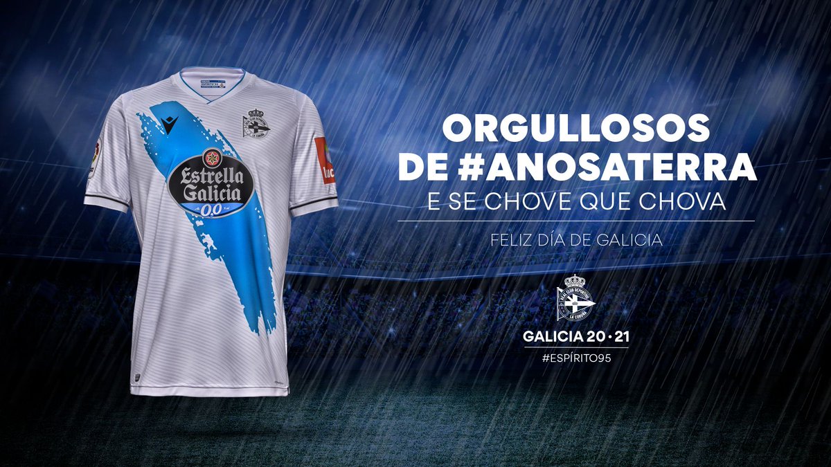 RCDeportivo's tweet photo. Din que non sabemos se subimos ou baixamos. Depende. O que si sabemos é o que #éDÉxustiza. Disque mexan por nós e temos que dicir que chove. Non ho! E finalmente, se chove, que chova, porque nunca choveu que non escampara. #Deportivistas, #tocavolversemollar! Feliz #DíaDeGalicia! https://t.co/5Ci50fCgpY