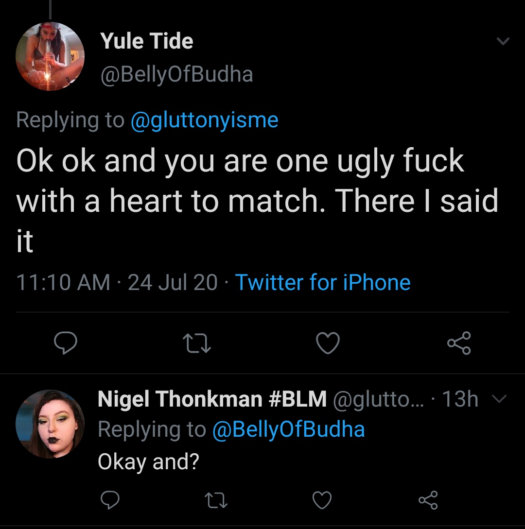 gluttonyisme's tweet photo. Also I would like to add the fact that my tweet is inappropriate but that does not mean i deserve to be sexualized or harrassed
I literally have 2 grown ass adults, stalking my profile to find tweets to harrass me with... And this is the only one they could find 😂 https://t.co/PNPfmy5iBW