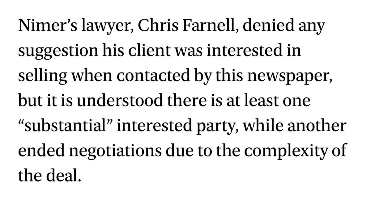 Farnell was also reported in the Evening Standard on March 25th to have denied Nimer was interested in selling - although he isn’t acting for him in the “sale” - yet from his witness statement Nimer had agreed heads of terms with Bassini by April 21st.  #cafc