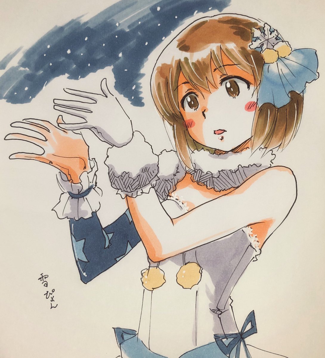 桶p 今日の雪ぴょん のラクガキ スノーフレークリリパット衣装雪ぴょん Little Match Girl 超大好き アイマスアニメ全話生配信中って事で