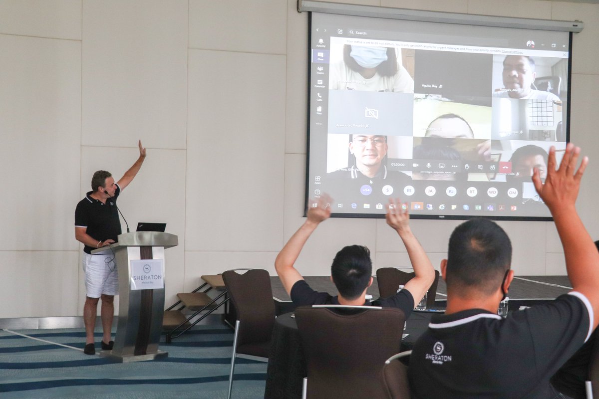 sheratonmnlbay's tweet photo. The Sheraton Manila Bay community stands united virtually as we hold our first digital associate recognition on July 21, 2020.
#DistanceMakesUsStronger
#MarriottStrong https://t.co/10fAOuFrpm